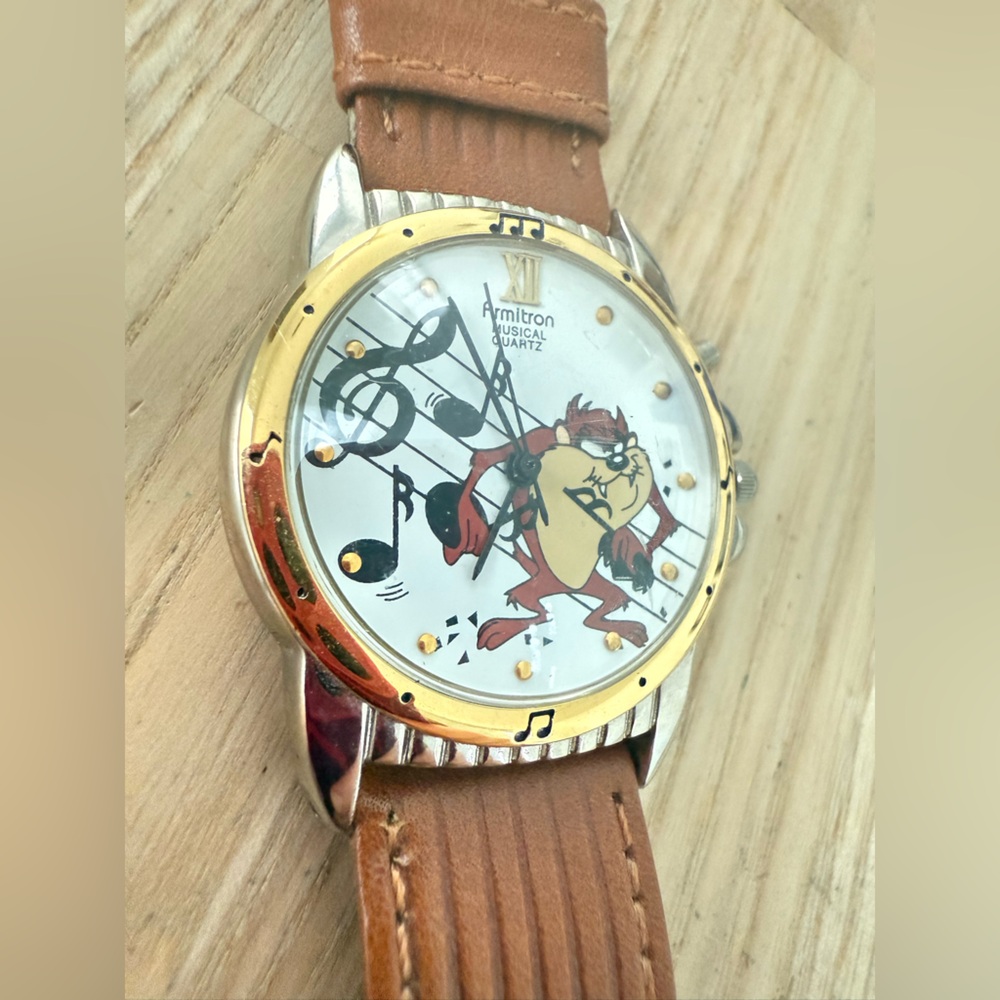 Vintage 90s Armitron Warner bros looney tunes taz musical watch NEW BATTERY - Picture 3 of 14